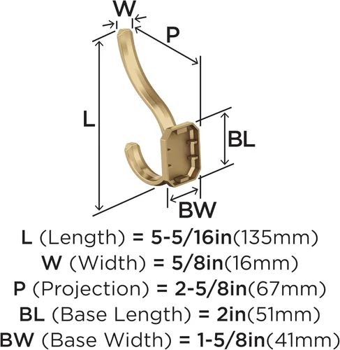 Miniatura 4 de Amerock HBX36693CZ Gancho decorativo de pared Granlyn de doble punta, gancho de bronce champán para abrigos, sombreros, mochilas, bolsas Ganchos