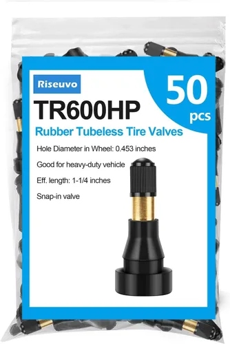 Miniatura 11 de Riseuvo 100 piezas TR412 - Vástagos de válvula de neumático a presión de goma – Sin cámara de 0.453 pulgadas, agujero de llanta apto