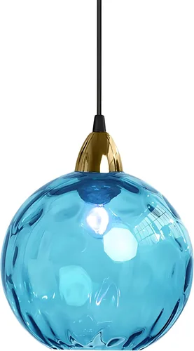 Lámpara colgante de cristal esférico vintage industrial de 5.9 in, lámpara colgante de techo E26, acabado dorado y pantalla de globo de vidrio