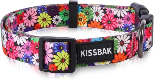 Miniatura 14 de Collar de perro para perros pequeños, diseño especial lindo collar de perrita, suave, ajustable, elegante y floral para cachorro (S, Flor de Loto)