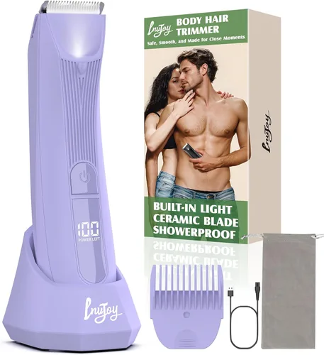 INVJOY Recortadora de bikini para mujer: afeitadora eléctrica de cuerpo completo sin dolor para depilación púbica y piernas con cuchilla de cerámica