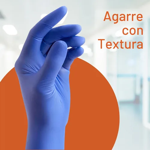 Miniatura 2 de Guantes de examen de nitrilo Caring, azules, sin polvo, guantes desechables para atención médica, primeros auxilios, limpieza, preparación de Medium