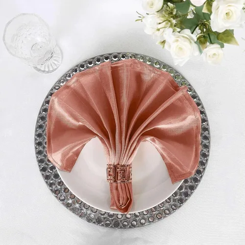 Miniatura 6 de Efavormart - Servilletas de lino de satén de terracota de 20 x 20 pulgadas para decoración de bodas, cumpleaños, restaurantes, fiestas, 25