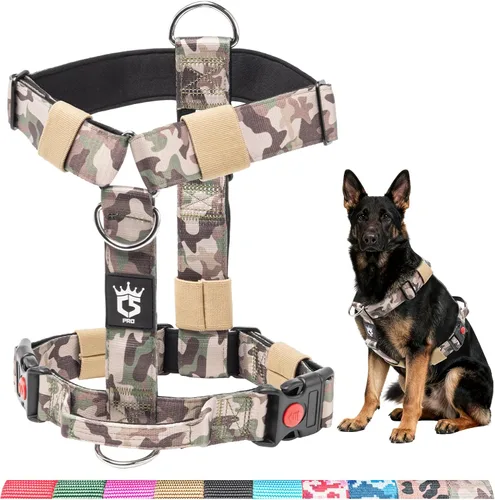 Miniatura 11 de TSPRO Arnés táctico sin tirones para perro, asa de control superior, hebilla de liberación rápida, ajustable, a prueba de escapes, para perros