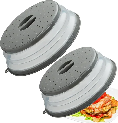 Miniatura 7 de Cubierta para salpicaduras de microondas ventilada para alimentos, protector de salpicaduras y colador de cocina para frutas y verduras, cubierta