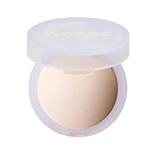 Kosas Cloud Set Polvo fijador prensado – Polvo facial translúcido con control de brillo, acabado mate suave, aireado (porcelana transparente)