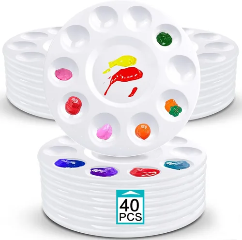 Miniatura 7 de Hulameda - 28 paletas de bandeja de pintura de plástico para niños para poner cupcakes y pintura artística 28 piezas