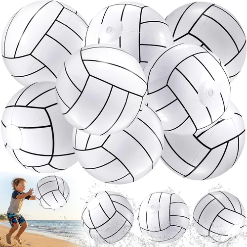Miniatura 9 de Sosation 8 piezas de pelotas inflables deportivas de 16 pulgadas, pelota de playa inflable, 4 estilos de pelotas de decoración para fiestas
