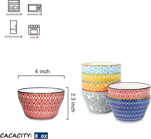 Miniatura 2 de Selamica Vasos de cerámica para caldo de 8 onzas, cuencos pequeños de 4 pulgadas, cuencos de postre para salsa de sopa, tazas de café, aptas