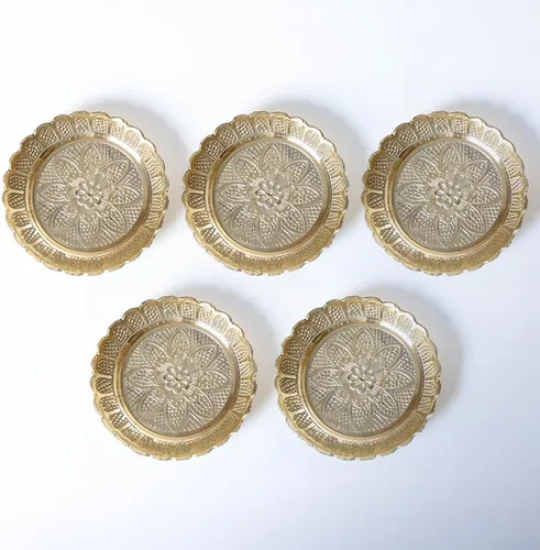 Miniatura 10 de Shubhkart Juego de platos Nakshi de latón macizo de alta calidad (3 tamaños: L/M/S) – Platos decorativos de Puja hechos a mano para Aarti, templo