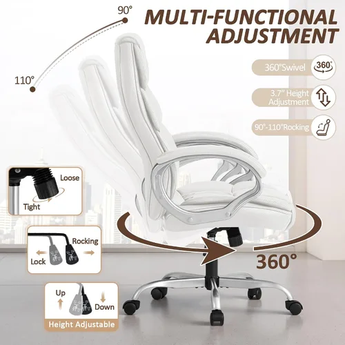Miniatura 3 de Homall - Silla de oficina con respaldo alto para escritorio de computadora, de cuero sintético, altura ajustable, moderna, ejecutiva, giratoria