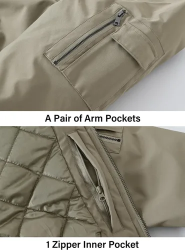 Miniatura 5 de BGOWATU - Chaqueta para hombre, impermeable, acolchada, tipo bomber, casual, para otoño e invierno, cálida y acolchada