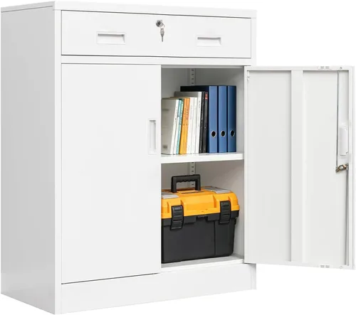 Miniatura 14 de CJF Gabinete de almacenamiento de metal, armario de almacenamiento de 36 pulgadas de alto con estantes y puertas, gabinetes de metal para oficina