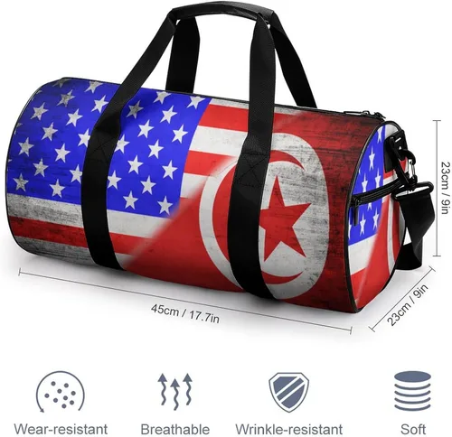 Miniatura 2 de Banderas de Estados Unidos y Túnez - Bolsa deportiva para gimnasio, bolsa de entrenamiento duradera, bolsa de lona con correa para el hombro
