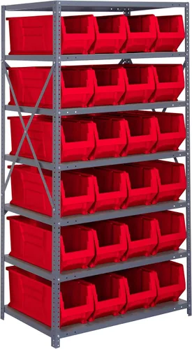 Miniatura 425 de Quantum QSBU-245BK Heavy Duty Shelving Unit with (7) Shelves and (24) QUS245 Black Bins for Garage Warehouse Storage Distribution 400 lb Load
