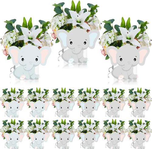 Miniatura 8 de Hushee 12 juegos de centros de mesa de flores de oso para mesas de baby shower, cajas 3D para niños y niñas, centro de mesa de cumpleaños