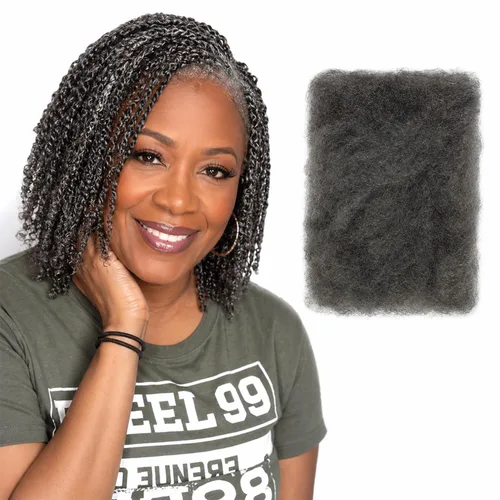 Miniatura 24 de FASHION IDOL Afro Kinkys - Cabello humano a granel para extensiones de rastas, reparación de Loc, trenzado, giro apretado, cabello humano afro
