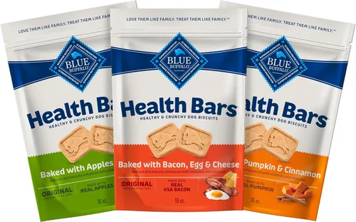 Miniatura 27 de Blue Buffalo Health Bars - Galletas crujientes de tocino, huevo y queso para perros, horneadas al horno con tocino real e ingredientes naturales