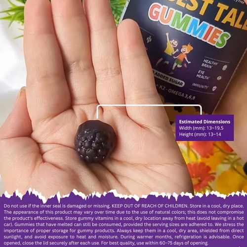 Miniatura 6 de NuBest Gomitas Tall para Niños de 2+ Años y Adolescentes Fortaleza Ósea, Inmunidad, Salud Digestiva con Calcio, Vitamina D3, K2, Complejo B