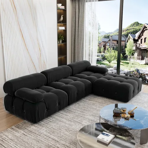 Miniatura 8 de WJShome Sofá modular modular de 103.95 pulgadas, sofá convertible de terciopelo de 3 plazas minimalista para sala de estar, sofá moderno y grande
