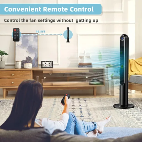 Miniatura 8 de Tangkula Ventilador de torre de 42 pulgadas con control remoto, ventilador de pie oscilante de 80˚ con pantalla LED, temporizador de 12 horas y 3