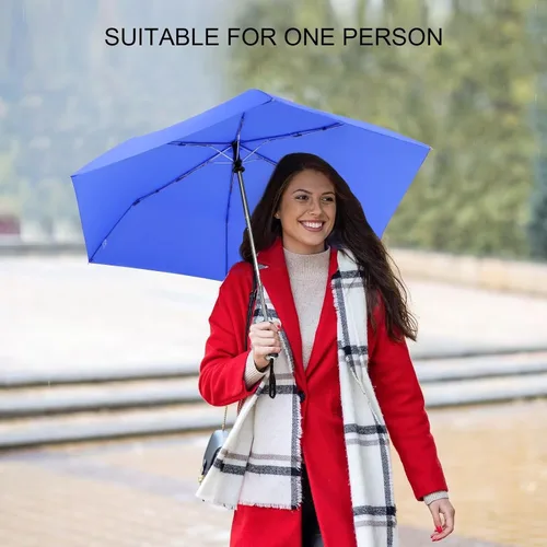 Miniatura 106 de LEAGERA Paraguas de viaje compacto para bolso, mango plano, impermeable para lluvia ligera