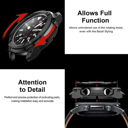 Miniatura 2 de E ECSEM Funda compatible con Samsung Galaxy Watch 6 Classic de 1.73 pulgadas y 1.77 pulgadas, carcasa de borde completo con anillo de bisel