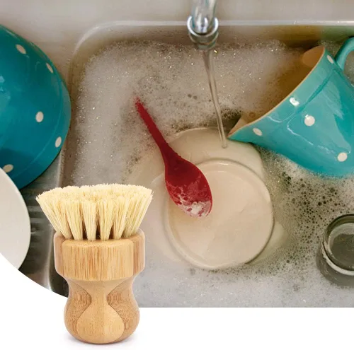 Miniatura 5 de Ezeso - Juego de 4 cepillos de bambú natural para fregar platos, olla de madera y cepillo para botellas