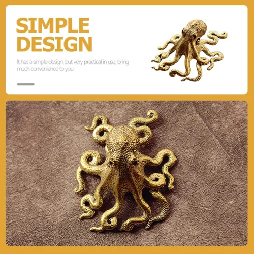 Miniatura 7 de BESPORTBLE Adorno de pulpo de latón, mini escultura de escritorio, figura de animal pequeño, decoración de oficina en casa, figura de arte de metal