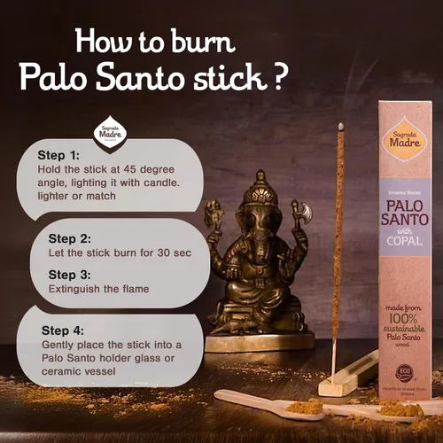 Miniatura 5 de Sagrada Madre 8 varillas de incienso gruesas de Palo Santo (copalo), 9 pulgadas de largo, ecológicas, no tóxicas, aromáticas