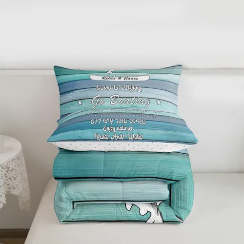 Miniatura 7 de Erosebridal Juego de edredón de reglas del lago, juego de ropa de cama tamaño matrimonial, edredón rústico para niños y niños, decoración de cabaña