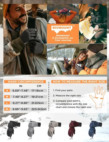 Miniatura 5 de rivmount Guantes cálidos de invierno para hombres y mujeres, pantalla táctil y antideslizantes, perfectos para ciclismo, correr, viajar, conducir
