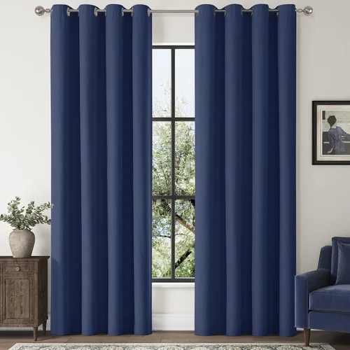 Miniatura 24 de ChrisDowa Cortinas 100% Opacas de Abedul Sólido de 45 Pulgadas de Largo, 2 Paneles para Dormitorio y Sala de Estar, Estilo Granja Oscurecedoras