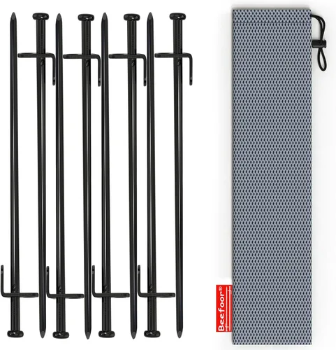 Miniatura 7 de Estacas de acero resistente para tienda de campaña, estacas de lona para acampar al aire libre, toldo y lona, 12 pulgadas, paquete de 8/10/12 piezas