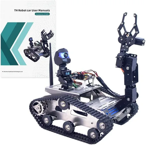Miniatura 3 de Kit robot FPV Robot Car Kit con brazo robótico cámara HD para Mega 2560, vehículo robótico de chasis de tanque inteligente, aprendizaje inteligente