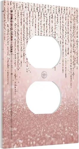 Miniatura 39 de Cubierta de interruptor de luz rosa brillante con purpurina de 1 banda, sin dispositivo, placa de pared en blanco decorativa para adolescentes, Rosa