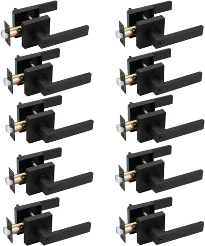 Miniatura 12 de Probrico - Paquete de 4 perillas/manijas para puerta de entrada negras con la misma llave, resistente, estilo contemporáneo, cerradura exterior