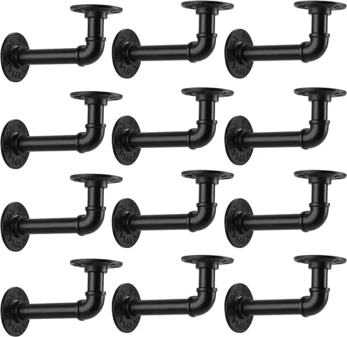 Miniatura 7 de Soporte de estante de tubo de 1/2 pulgada, soporte de estante flotante montado en la pared, soporte de metal colgante de pared punk de vapor