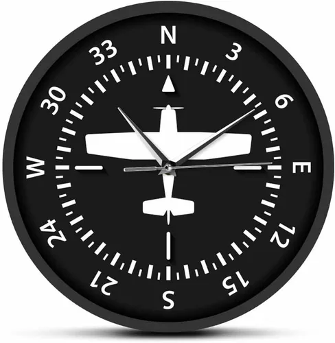 Geek Alerts Aviación avión brújula vueltas pilotos reloj de pared a pilas instrumento de vuelo decorativo para el hogar reloj temático de avión