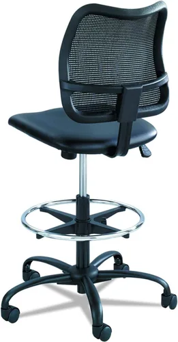 Miniatura 3 de Safco Silla con ruedas, altura extendida, malla de vinilo negro, altura ajustable, respaldo de apoyo y diseño ergonómico, capacidad de 250 libras