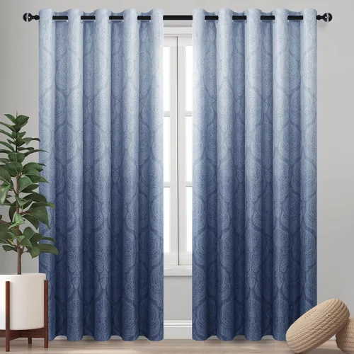Miniatura 17 de DWCN - Cortinas blackout para dormitorio, diseño de damasco con aislamiento térmico y ojales, para sala de estar, juego de 2 paneles de cortina Gris
