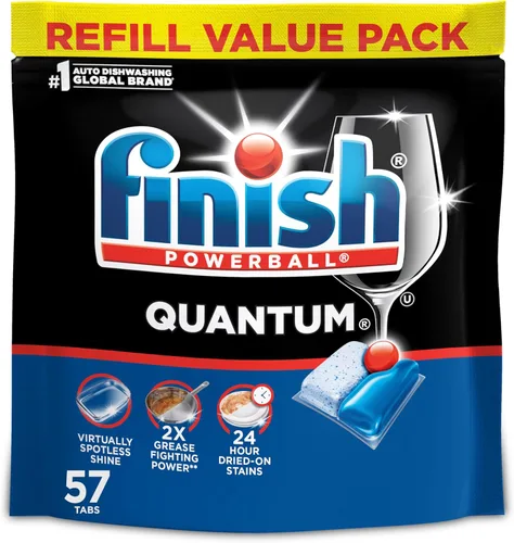 Finish Quantum Cápsulas para lavavajillas, sin enjuague previo, detergente para lavavajillas, elimina las manchas y la grasa seca 24 horas, dejando