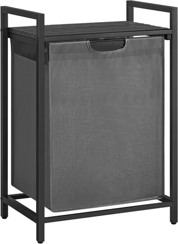 Miniatura 19 de VASAGLE - Cesta de ropa de lavandería, clasificador de ropa con 2 bolsas extraíbles deslizantes, estante, marco de metal, 46 litros, 28.8 x 13 x