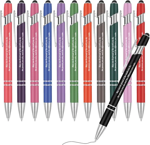 Fuutreo 12 bolígrafos inspiradores con citas motivacionales, para compañeros de trabajo, oficina, profesores, tinta negra de 0.039 pulgadas,