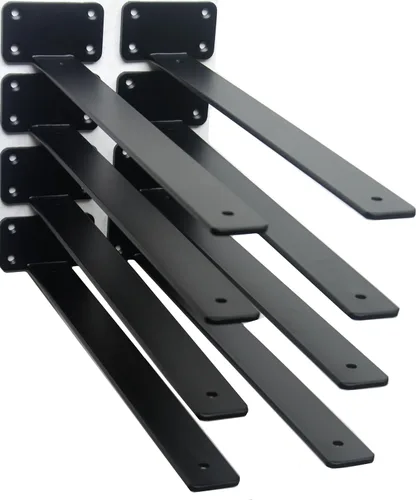 Miniatura 85 de Paquete de 2 - Soportes de estante en L ocultos negros de 4 pulgadas (1/5 pulgada de grosor) Soportes de estante flotante de hierro Soportes