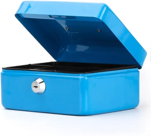 Miniatura 9 de Decaller - Caja de dinero pequeña con cerradura de llave, caja de dinero de metal portátil con doble capa y 2 llaves para seguridad, negro, 6 x 4