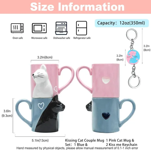 Miniatura 4 de Regalos para parejas Linda taza de gatos besándose Artículos a juego para parejas Tazas de cerámica para café para regalos de boda Aniversario