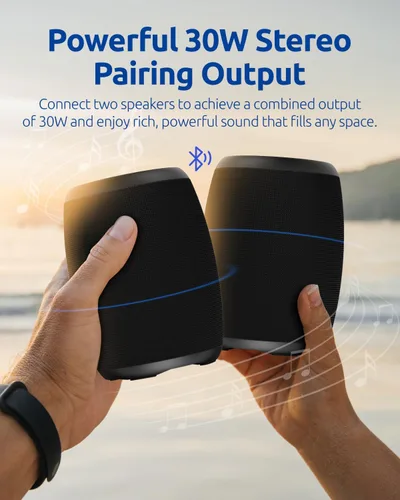 Miniatura 5 de Altavoz Bluetooth, altavoz inalámbrico portátil con potente sonido estéreo fuerte, BT5.3, IPX5 impermeable, emparejamiento TWS, para fiestas en casa