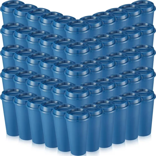 Miniatura 20 de Honeydak Paquete de 30 tazas de café reutilizables de 16 onzas con tapas, botella de agua, taza de viaje para café helado, vasos de té de plástico
