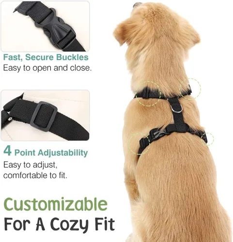 Miniatura 4 de VavoPaw cinturón de seguridad para perro, arnés de coche para mascotas con hebilla ajustable, cinturón de seguridad de nailon para vehículos, Púrpura